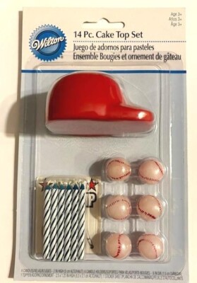 Baseball Candle Set 14-pcs for birthday cake Wilton 2010 Retired