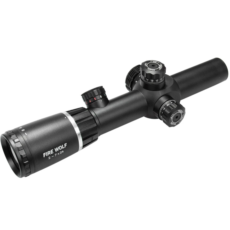 2-7X24 Riflescope Red& Green Illuminated Reticle Sight w/ Scope Ring Mounts - Image 4 of 4