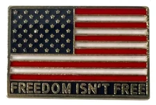 Wholesale Lot of 24 USA Flag "Freedom Isn't Free" Rectangular Hat Cap Lapel Pin