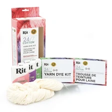 Rit® and Lion Brand® 24/7 Cotton® Yarn Dye Kit, Petal Pink/Purple/Kelly Green