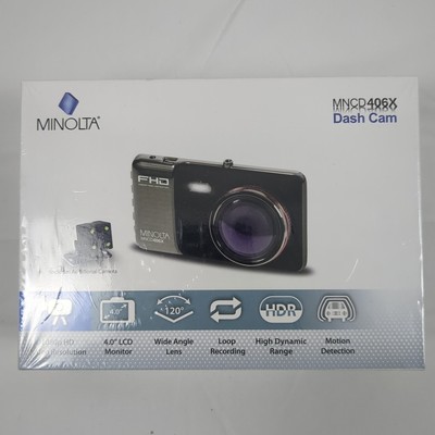 Minolta MNCD406X Black Dash Cam 12MP HDR Full HD 4'' LCD Wide Angle Loop Record
