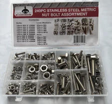 Goliath Industrial 240pc Stainless Steel Metric Nut & Bolt Assortment ~ SSMNB240