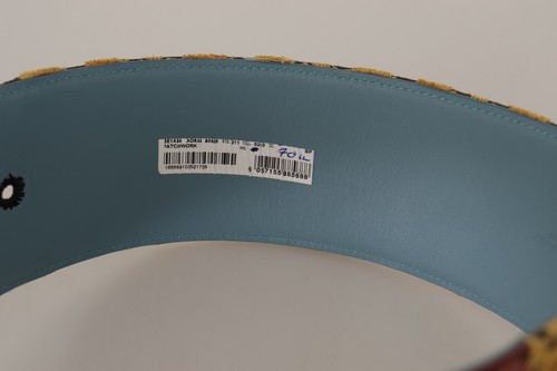 DOLCE & GABBANA Belt Wide Waist Emroidered Leather Gold Metal Buckle s.70cm 28in - Picture 3 of 4