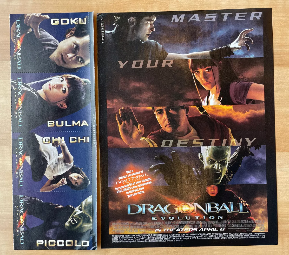 Dragonball Evolution 2009 Mini Movie Poster Print Ad Art Print + 4 Trading  Cards