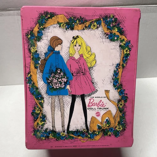 Vintage 1968 Mattel The World of Barbie Doll Trunk Case, Pink