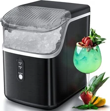 35lbs/24H Nugget Ice Maker Countertop,Self-Cleaning with Ice Scoop and Basket