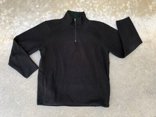 Men's 1/4 Zip Fleece Black Pullover Sweater Sweatshirt Medium 0719