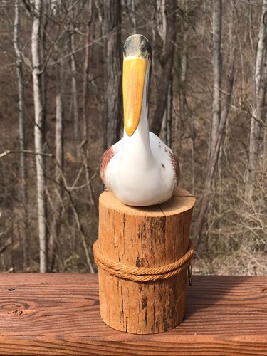 Vintage Pelican Figurine Ceramic Bird On Wood Post Artist Signed Ireland #526 - Picture 4 of 11