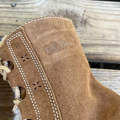 LL BEAN Boots Sherpa Lined Moccasin Brown Suede Crepe Soles Women