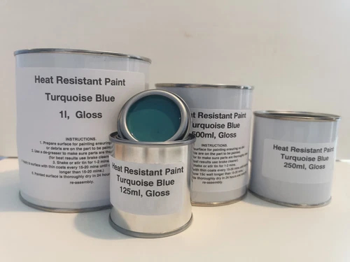 Turquoise Blue Heat Resistant Paint, Radiators, Vehicles, Metal Free Postage