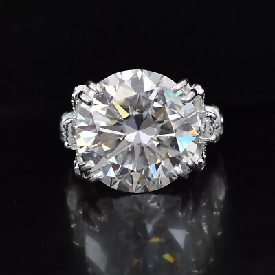 RARE Ct Certified White Treated Diamond Solitaire Ring In