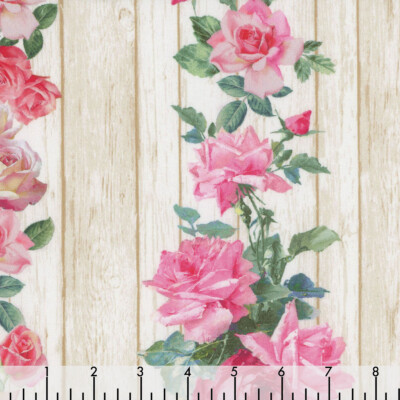 Rose Romance Barnwood Stripe Fabric Nature Cotton CD1722 Timeless ...