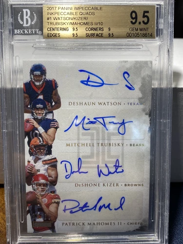 eBay 1/1 2017 Impeccable QuadAuto Watson/Kizer/Trubisky/Mahomes 10/10 BGS 9.5/10