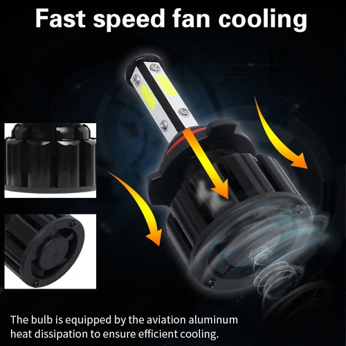 4-Side 9005 9006 LED Headlight Fog Light Kit 6000K High Low Beam Bulbs White - Picture 8 of 13