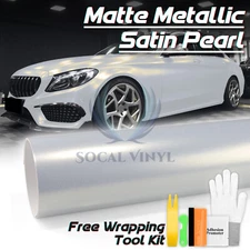 Premium Matte Metallic Satin Pearl Platinum Silver Vinyl Car Wrap Sticker Decal