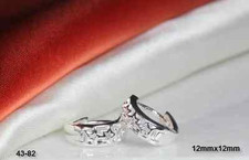 RHODIUM PLATED STERLING SILVER 925 STARS BRAND NEW HUGGIE HUGGY HOOP EARRINGS