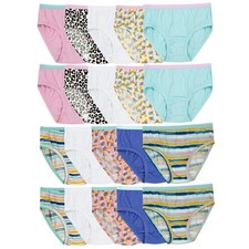 Fruit of the Loom Girls' Cotton Briefs 20 Pack White/Stripes/Animal Print 6