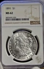 1891 US Morgan Silver Dollar $1 NGC MS61