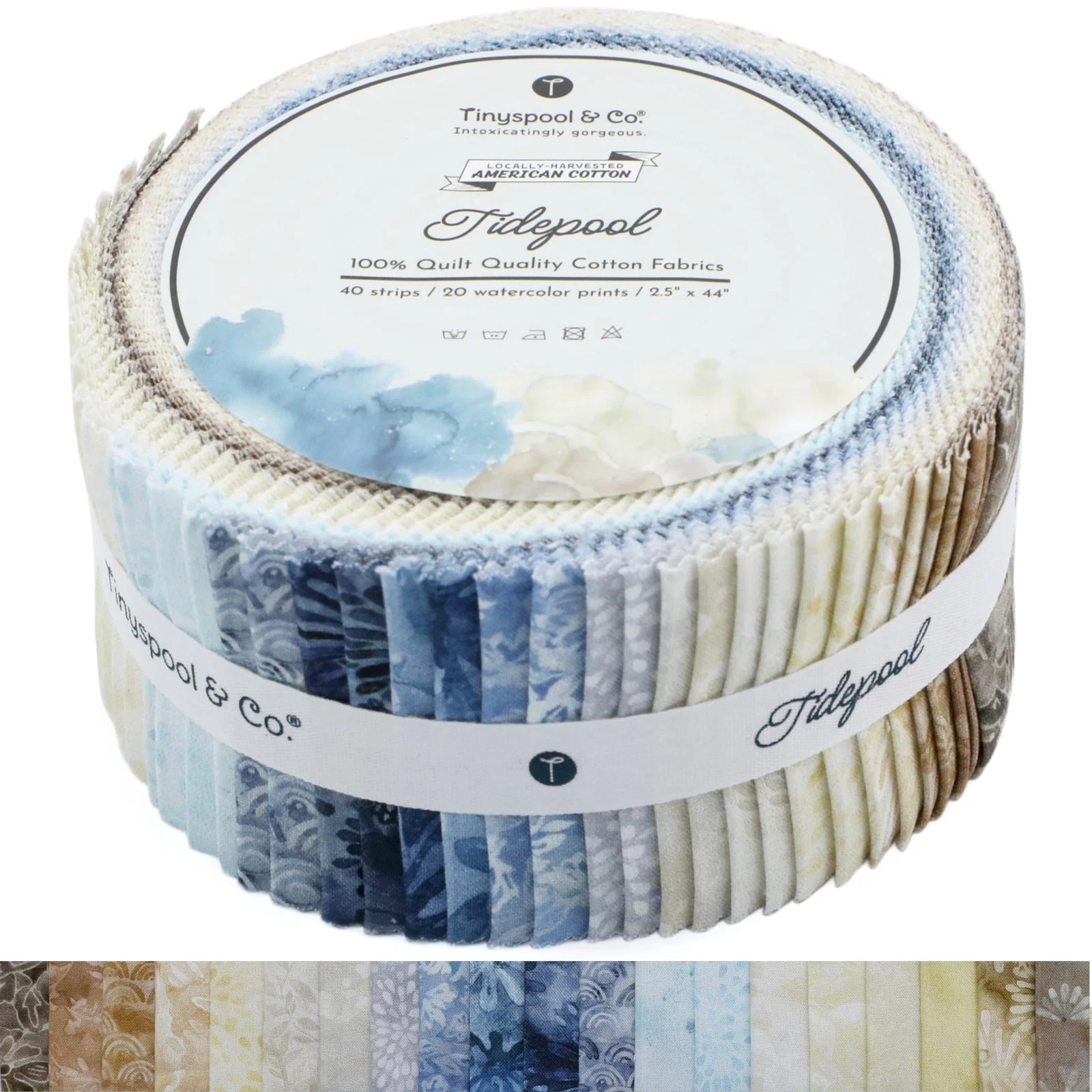 Tinyspool & Co Twirlie Roll 40 Precut Quilting Fabric Strips - Tidepool - product detail image 1