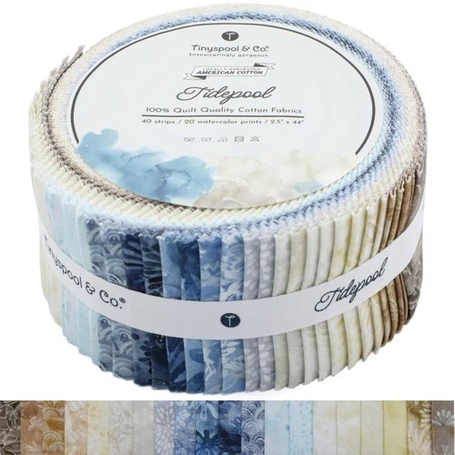 Tinyspool & Co Twirlie Roll 40 Precut Quilting Fabric Strips - Tidepool - product listing photo
