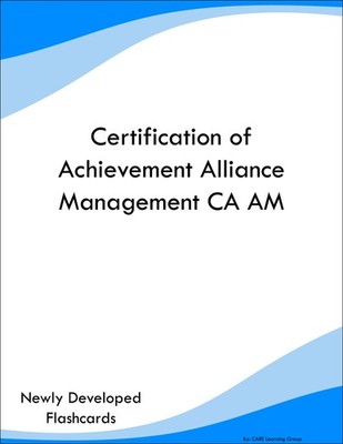 Certification of Achievement Alliance Management CA AM Prep Flashcards