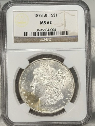 1878-P $1 Morgan Dollar Silver NGC MS62 8TF Philadelphia One Coin BETTER DATE!