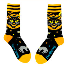 Vintage Black Cat Crew Socks Unisex Goth Horror Halloween Novelty NWT