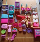 Mattel Barbie Playset Lot Vintage/Modern Luggage,Dogs,Car