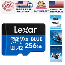 Durable 256GB Blue Micro SD Card - 160MB/s, Perfect for 4K Recording and Apps