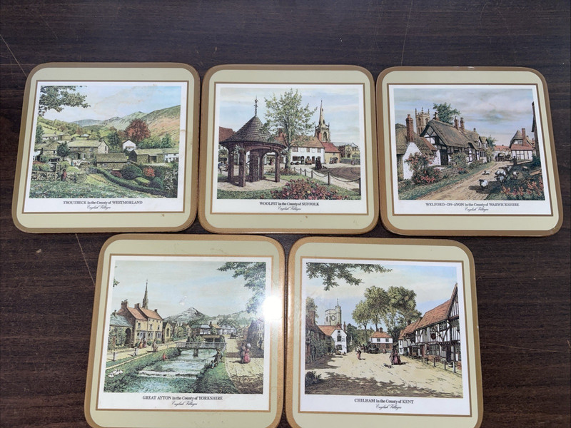 Pimpernel English Village Coasters- Set of 5 In Original Box