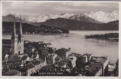 Luzerne Schweiz Echtfoto Postkarte verschickt 1938 sehr guter Zustand
