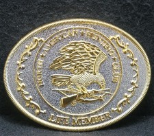 WL03175 NOS VINTAGE 1970s NORTH AMERICAN HUNTING CLUB LIFE MEMBER BELT BUCKLE