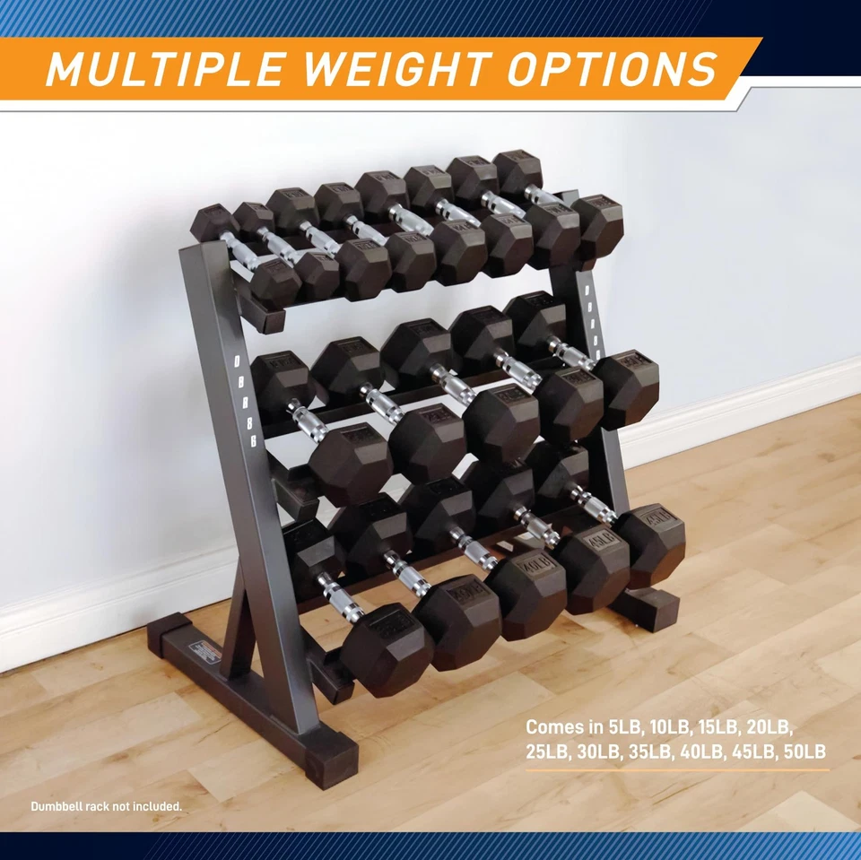 Резиновая шестигранная гантель Marcy Classic с накатанным захватом для силовых тренировок и... - Изображение 4 из 4