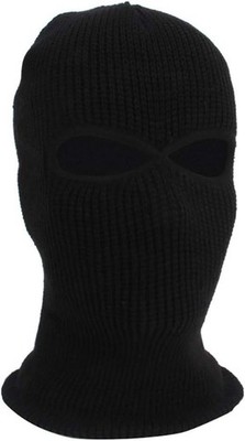 Winter Knitted Balaclava Full Face Mask 2 Hole Ski One Size, Black