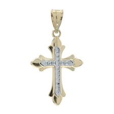 Yellow Gold Budded Cross Pendant 14k Faith
