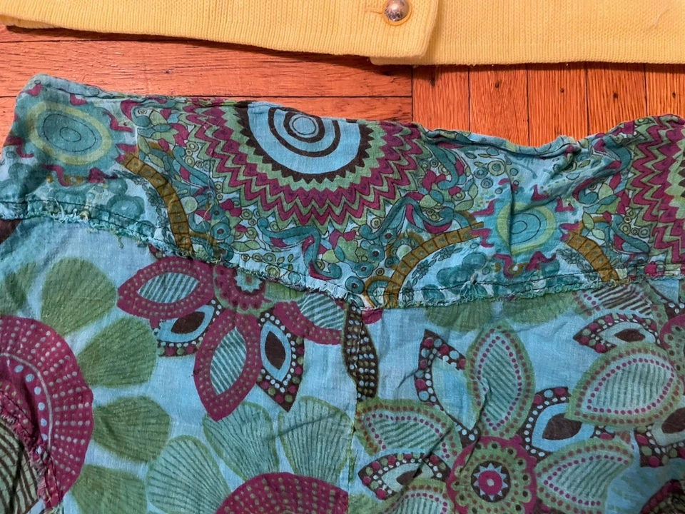 Pantalones de festival vintage WOODSTOCK algodón gasa pierna súper ancha tie dye unisex ML Foto 2 de 3