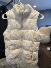 Old Navy Girl's White Zip Front Puffer Lined Vest - Size XL 14 