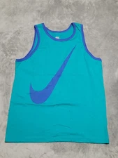 Nike Regular Fit Mens Tank Top Oversize Logo Emerald Blue Size XL 