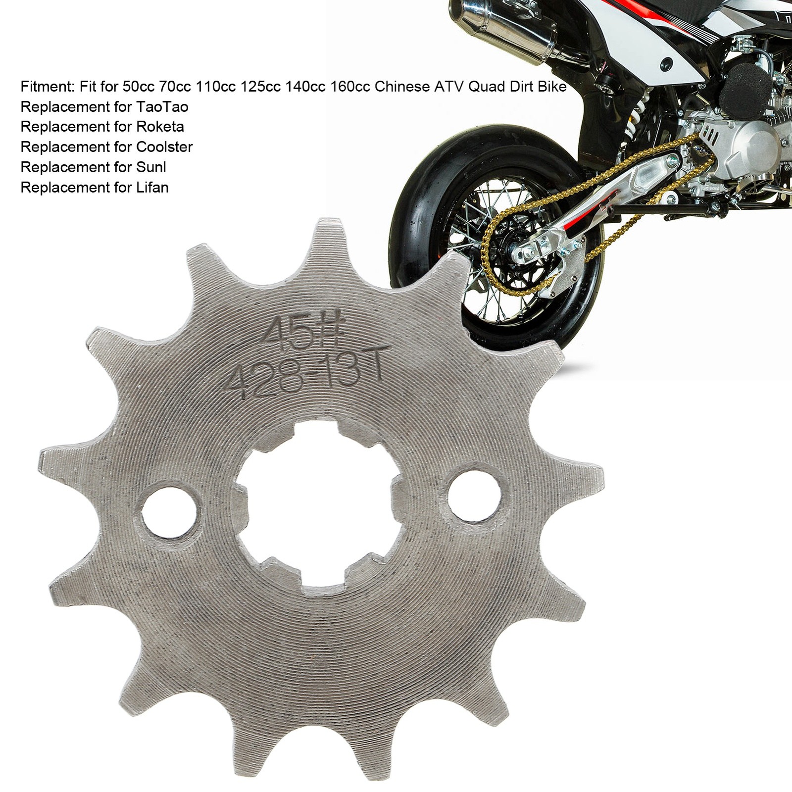 13T 17mm Steel Motorcycle Front Engine Sprocket For 50cc‑160cc Chinese