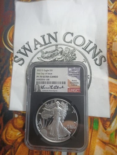 2022 S American Silver Eagle  fdoi PF70 Ultra Cameo Signed By Anna Cabral EX115