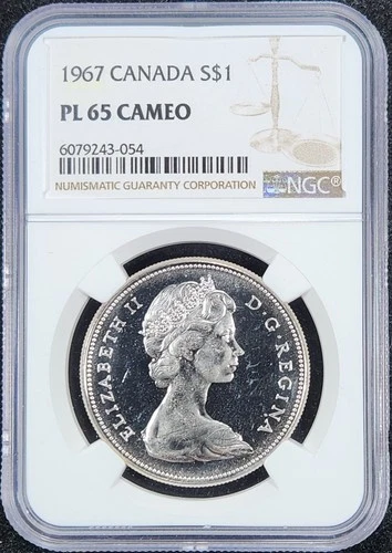 Prooflike Silver 1967 Canada $1 Dollar Goose | NGC PL65 Cameo