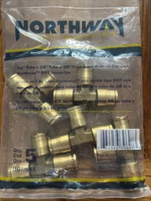 3/8" Tube Brass Push-to-Connect Northway DOT Union Tee - Pack Of 5 - NEW