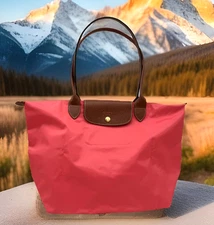 AUTH NWT NEW Longchamp Le Pliage Large Recycled Nylon Shoulder Tote-GRENADINE