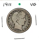 1911 50C Barber Half Dollar***VG***