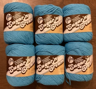 6 Skeins Lily Sugar 'n Cream Cotton Worsted Yarn Crochet Knit ~ Hot Blue ~ Lot - Image 1 of 4