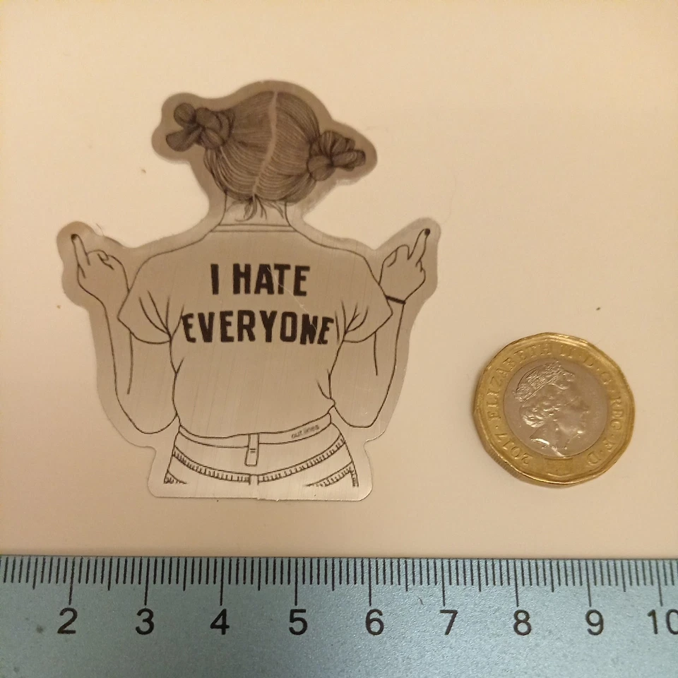 I hate everyone - girl silver mirror sticker decal - Image 2 of 3