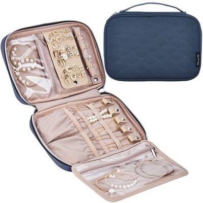 BELALIFE Travel Jewelry Organizer, Portable 9.5 x 1.5 x 6.5 inches, Blue-Gray