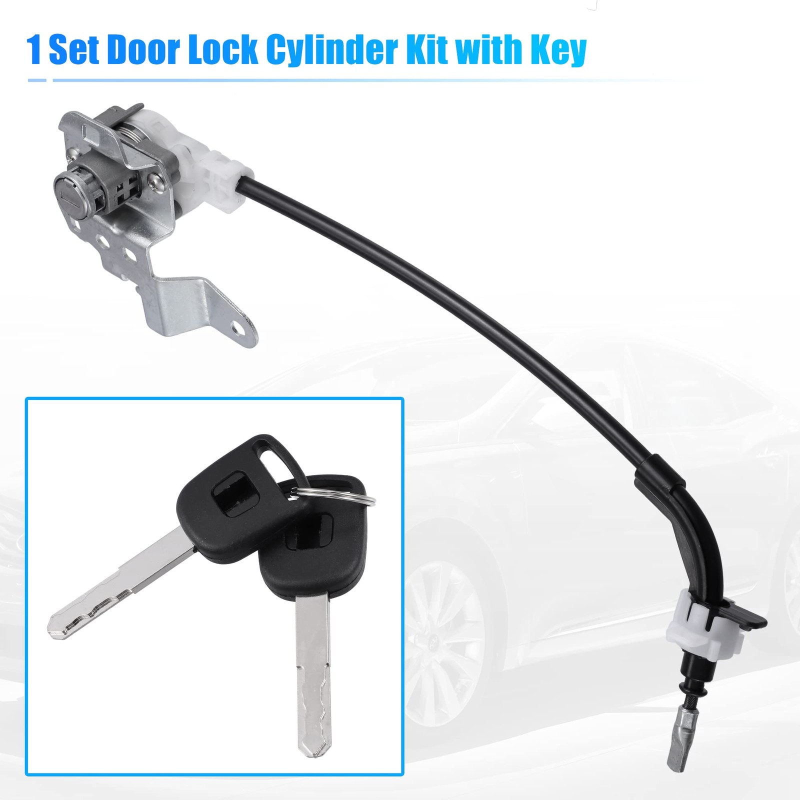 X AUTOHAUX 1 Set Front Left Side Door Lock Cylinder Cable with 2 Keys for Hon...