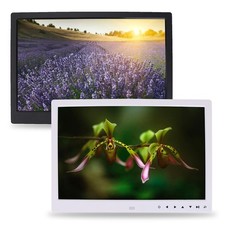 15 1280  800 HD Screen Digital Photo Frame Alarm Clock Movie Player White 