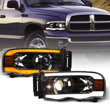 Switchback Sequential For 2002-2005 Ram Blk Projector Headlights Wled Tube Bar
